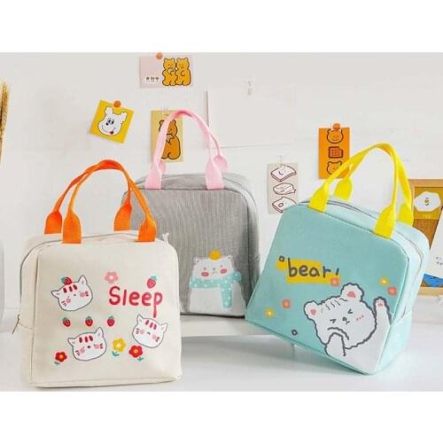 Cartoon Animal Lunch Bag Tote Thermal Food Bag Women Kids Lunchbox Picnic Supplies Insulated Cooler Bags 21*17*15cm