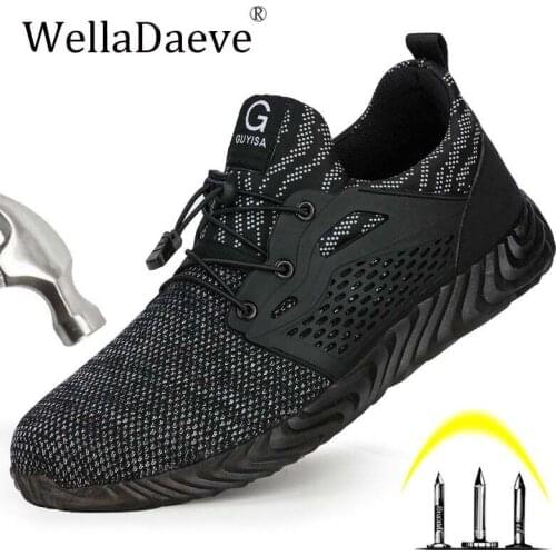Lightweight Breathable Mens Steel Toe Cap Safety Shoes For Men Construction Protective Work Boots Puncture-Proof Casual Sneaker