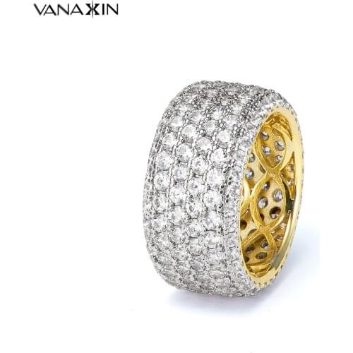 CZ Mens Ring Charm Gold Silver Color Cubic Zircon Iced Ring Fashion Hip Hop Jewelry Brass High Quality Gift For Male