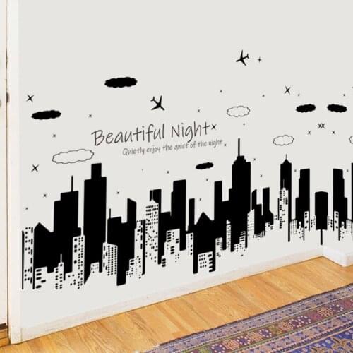 Starry Night City Beautiful Night Wall Sticker Modern creative home decoration Mural Living room sofa Art wallpaper stickers