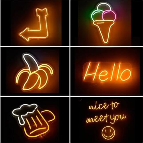 Neon Sign LED Light Creative Logo Lamp Pub Store Club Game Room Wall Party Food Restaurant Hamburger Letreos Luminosos Led