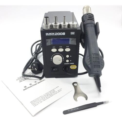 New Arrvial 17 in 1 Original QUICK 2008 ESD digital display heat gun Welding blower gun 220V 120L/min 100 to 500 degree