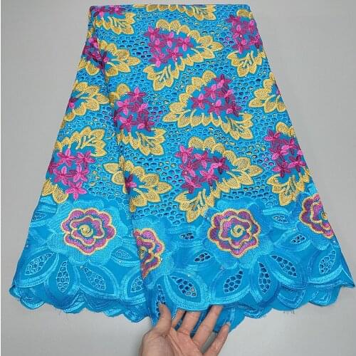 NEW French Net Lace Fabric 2021 African Nigerian Punch Embroidery 100% Cotton Swiss Voile Lace in Switzerland 5Yards SW3305