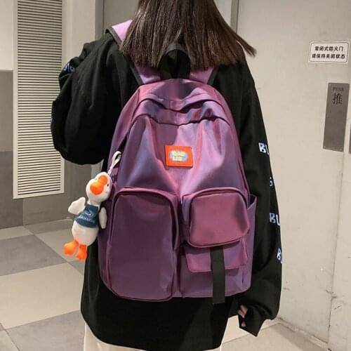 2021 New Backpack Women 's Ins Mori Campus Men 's Korean -Style Trendy Solid Color Backpack