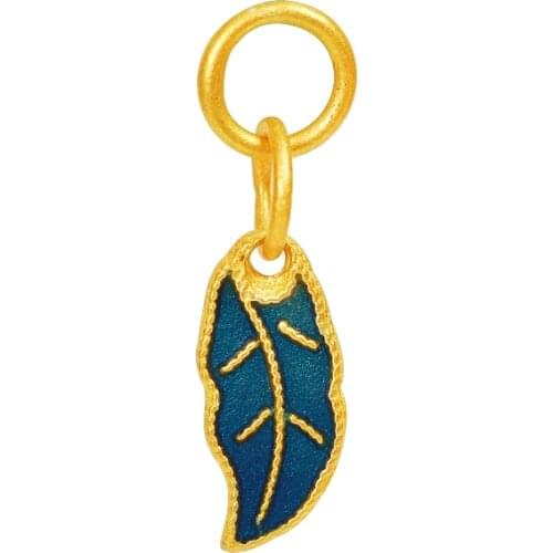 New 24K Yellow Gold Pendant 999 Gold Leaf Necklace Chain