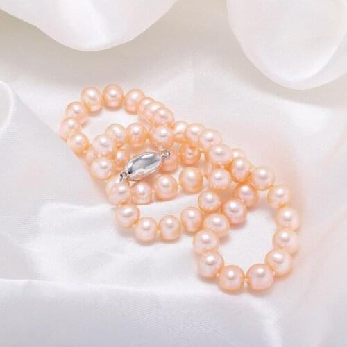 New Hot-selling Jewelry 8-9mm Potato-shaped Pearl Necklace Two-color Length 45cm for Women Gift