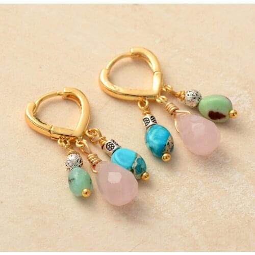 Charming Women Vibrant Drop Earrings Bold Jewelry Gems stones Luxury Heart Dangle Earring Bijoux Wholesale Dropshipping