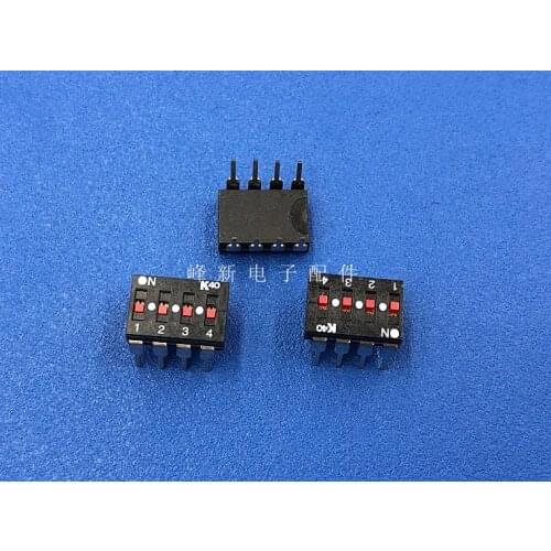 2Pcs K40 straight plug 8-pin 8P key type 4 dial code switch flat dial code switch 2.54MM pitch