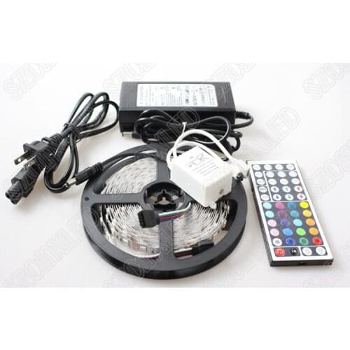 RGB LED Strip 5050 SMD led ribbon 5M 300 Leds 60 Leds/m + 44 Keys IR Remote Controller + 12V 6A Power Adapter,Free Shipping