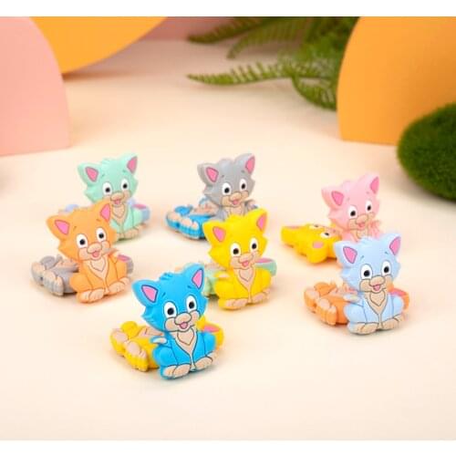 Sunrony 50pcs/lot Mini Cat Silicone Beads Baby Dummy Cartoon Pacifier Toy Accessories