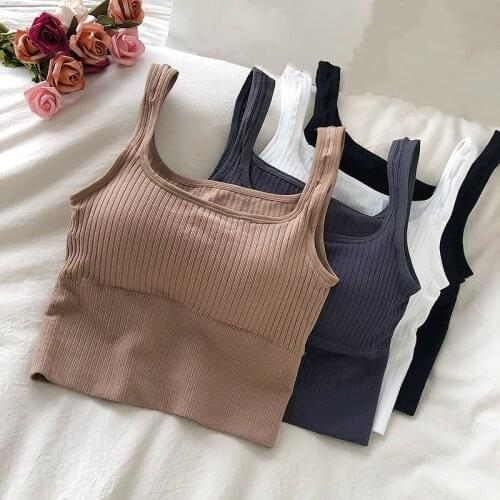 Women Sexy Camis Underwear Short Style Seamless Sleeveles Ladies Summer Solid Camisole Lingerie Sports Crop Top Slim Female