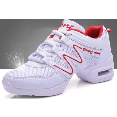 Ballroom Dance Shoes Women Breathable Mesh Modern Dance Shoes Soft Bottom Women Shoes Square Increased Aerobics Shoes Fitness