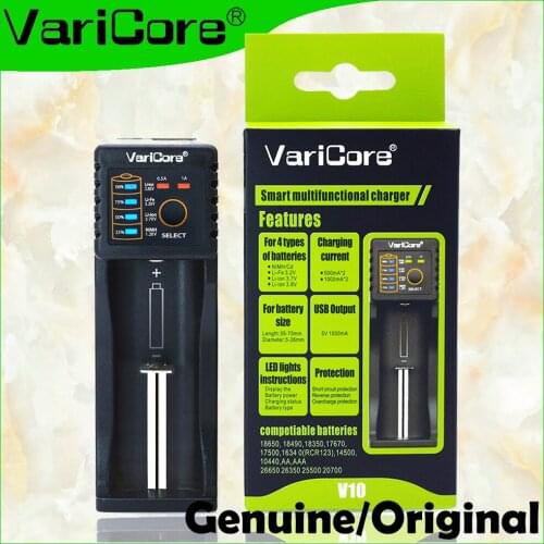 VariCore V10 AA AAA SC/S 18650 26650 18350 16340,14500,10440 26500 Lithium Iron 3.2V 1.2V 3.7V NiMH e-cigaret Battery Charger