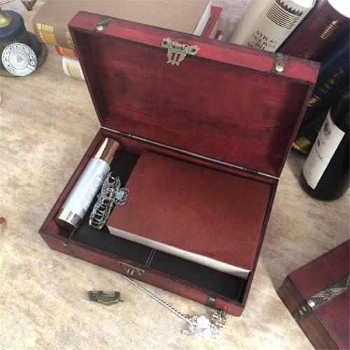 Vintage Wooden Box Jewelry Storage Cards Collection Gifts Box With Lock
