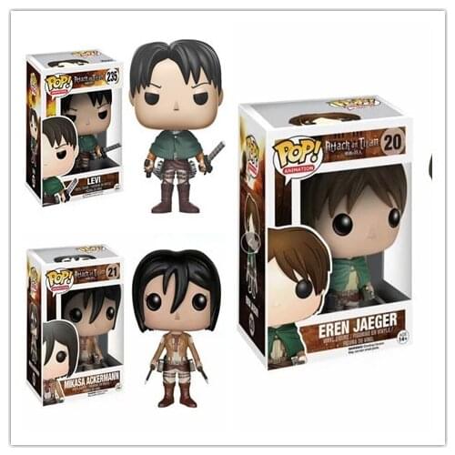 Japanese Anime Attack on Titan Levi Mikasa Ackerman Eren Yeager 21# 235# 20# Q Version PVC Action Figure Modle Collectible Dolls