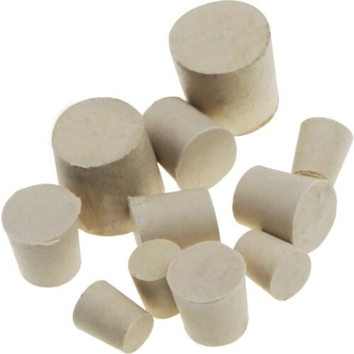 1pcs White Rubber Stopper Bungs Laboratory Solid Hole Stopper Tapered Flask Plug Exhaust Valve 27 Sizes