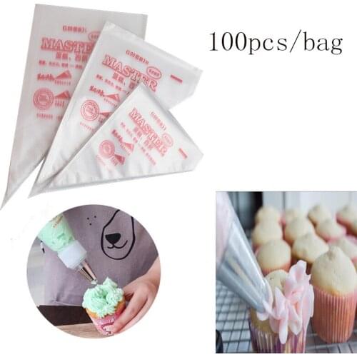 100pcs DIY Plastic Disposable Pastry Icing Piping Bag Jam Chocolate Milking Cake Cupcake Decorating Bags Kitchen Tool Children