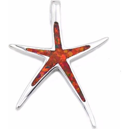 2017 New Arrival Scarlet Fire Opal Pendant Necklace Featuring Starfish Design