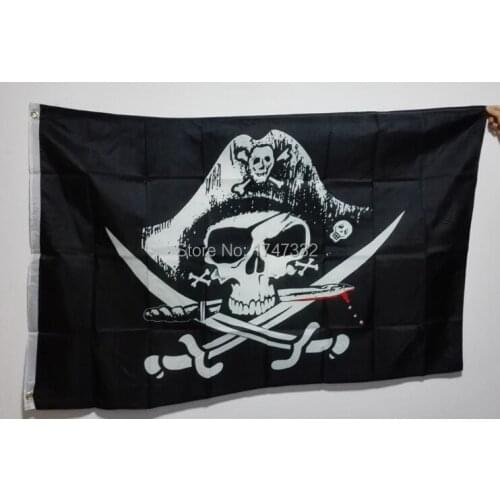Pirate Flag Black 3X5 FT 150X90CM Banner brass metal holes