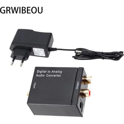 Grwibeou DAC Adapter Digital to Analog Audio Converter Optical Fiber Toslink Coaxial Signal to RCA R/L Audio Decoder Amplifier