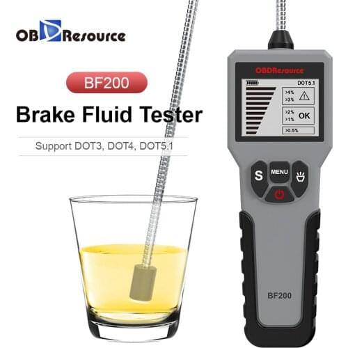 Digital Brake Fluid Tester DOT3 DOT4 DOT5.1 Water Content Detector Screen Display Universal Probe OBDResource BF200 Car Repair