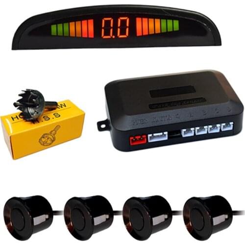 Parking Sensors 4 Radar Sensor 12V LED Display Buzzer Alarm Car Blind Spot Detection System SUV Van Parking Reversing Rader Kit