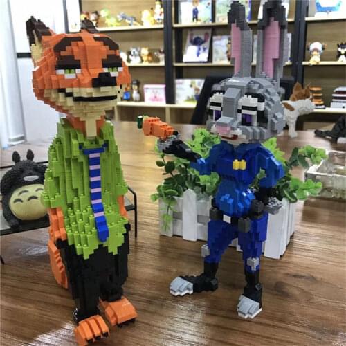 New Creator Fox Rabbit The Nick And Fudy Wilde Figure Model Block Building Brick Set Classic Education Toys For Children