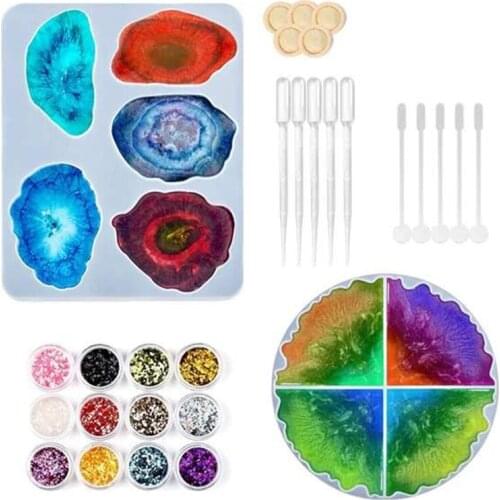 Coaster Molds Irregular Shape Silicone Epoxy Resin Mould Diy Design Casting Making Cup Mat Tray Home Decoration Supplies Tools