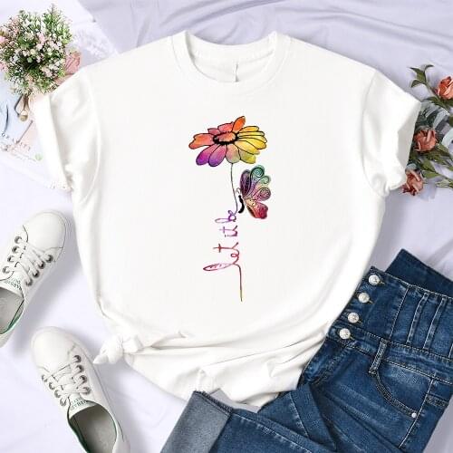 Harajuku Oversized Tshirt Cotton Summer Tops Vintage Loose Tee Clothes Women Street Fashion Let It Bee Printed Womens T-Shirts
