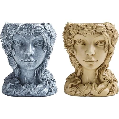 Face Art Sculpture Flower Pot Resin Flowerpot Female Face Planter Home Flowerpot Ornament Home Decor