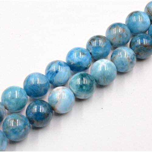 Natural Stone Beads Blue Apatite Round Loose Spacer Beads 15'Strand 4/6/8/10/12mm for Jewelry Making DIY Bracelets Necklace