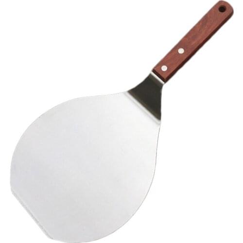 Wooden Handle Stainless Steel Pizza Spatula Large Round Pastry Tool Round Accessories Round Transfer Spatula Baking Tool