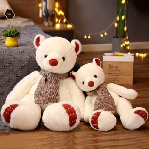 45/60CM Cartoon Cute Plush Polar Bear With Scarf Children Girlfriend Soft Stuffed Bear Dolls Bed Sofa Sleeping Toys