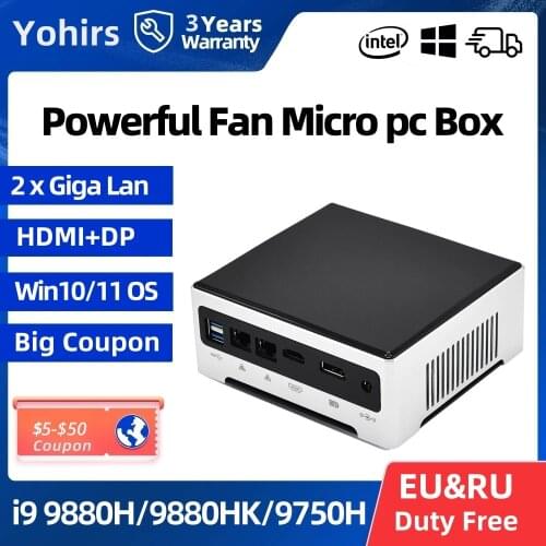 Smart Tiny Mini Computer Intel Core i9 10880H i7 10750H UHD Graphics 630 Windows 10/Linux 2*DDR4 NVME 2*RJ45 Lan M.2 WIFI