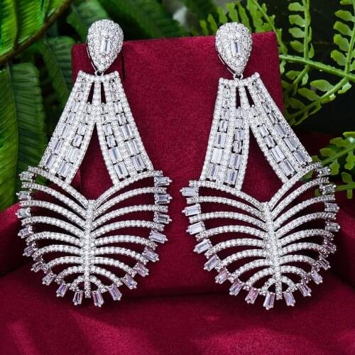 Missvikki Gorgeous Luxury Big Pendant Earrings For Women Bridal Wedding Party Daily Trendy Jewelry Accessories High Quality New