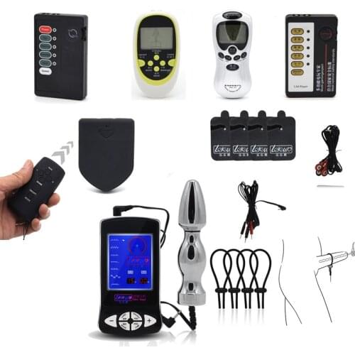 Electric Shock Kit , 6 Styles Power Therapy Box Machine Medical Themed Electro Shock Anal Plug Penis Rings Sex Toys Sex Product