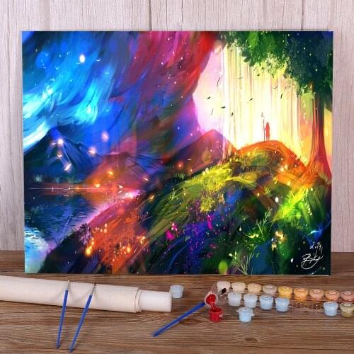 Scenery Sun Light DIY Painting By Numbers Kit Oil Paints 40*50 Oil Painting Home Decoration For Kids Wholesale
