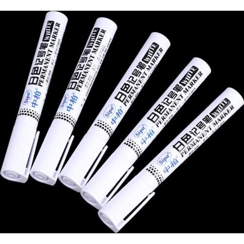 For Metal Metallic Pen Craftwork Supplies 5pcs/Lot Waterproof Oil Permanent Marker Pens White Color Painting Drawing Pen Set