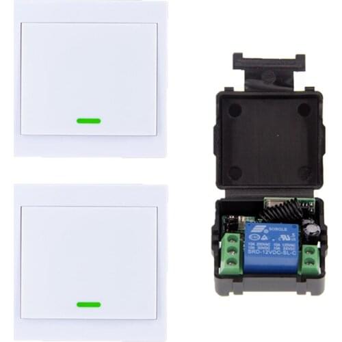 Small Size DC 12V 1CH 1 CH 10A RF Wireless Remote Control Switch System, Black Receiver+86 Wall Panel Transmitter ,315/433 MHz