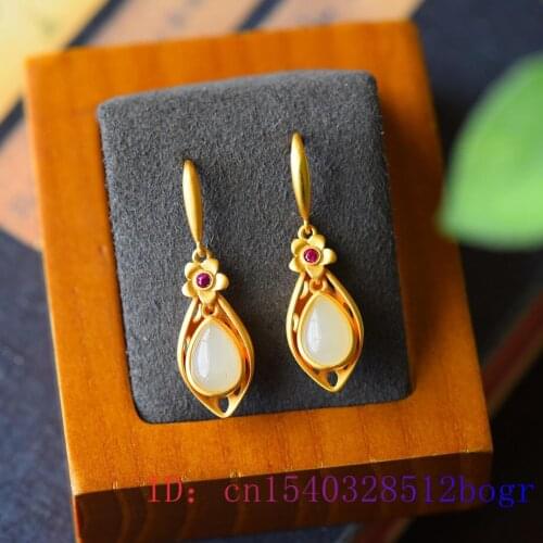 Jade Water drop Earring Crystal Natural Women Green Zircon 925 Silver Gemstone Gifts Fashion Amulet Jewelry Chalcedony