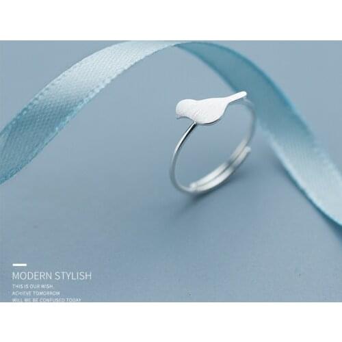 New 925 Sterling Silver Rings Cute Sweet Brushed Bird Couple For Women Rings Adjustable Rings Free Shipping