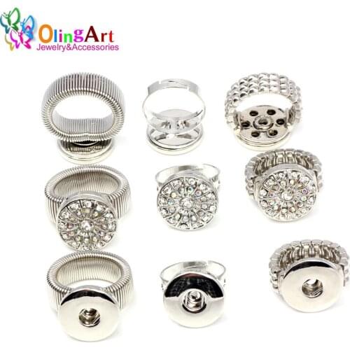 OlingArt 18MM 3pcs/lot Adjustable Snap Button Finger Rings For Snap Button DIY Charms Jewelry Making