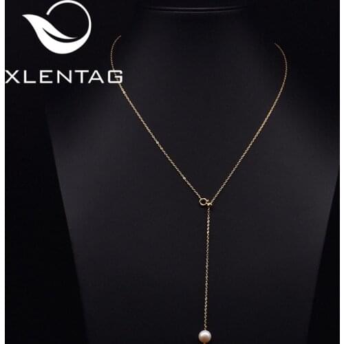 Xlentag Pure Natural Freshwater Pearl Necklace Simple Personalise Birthday Party Gifts Women Necklace Handmade Jewelry GN0251
