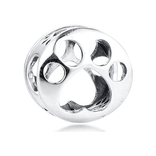 Fits Pandora Bracelet 925 Sterling Silver Openwork Paw Print Charm Beads trinket Jewelry for Women Men DIY Making berloques