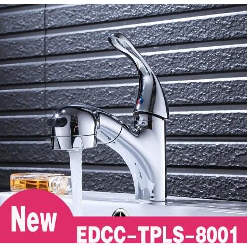 Full copper lifting and lowering dual outlet faucet pullable basin faucet cold and hot washing face black faucet pulling type