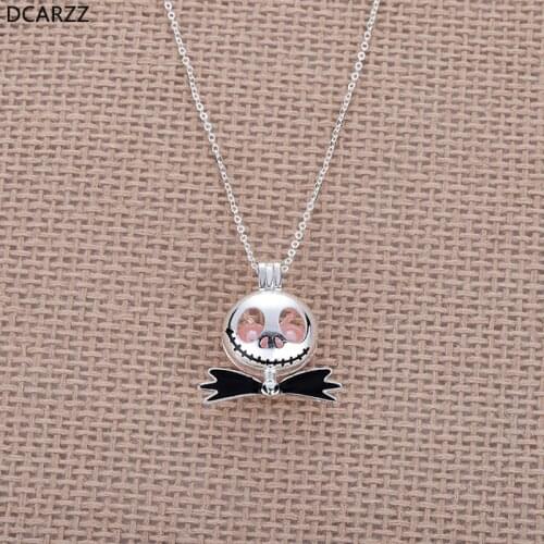 Nightmare Before Christmas Jack Necklace Pink Pearl Beads Pearl Cage Pendant Kids Christmas Gift Cosplay Jewelry Wholesale