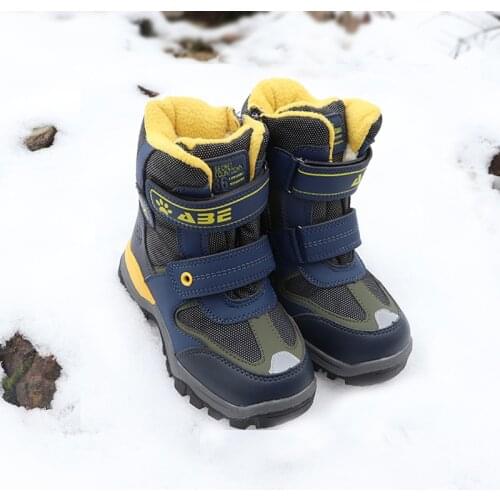 Cute eagle Boys Winter Boots New Waterproof Warm Wool Mid-Calf Children Snow Boots Kids Winter Plush Rubber Boots EU 27-32