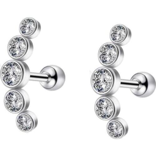 JUNLOPWY Stainless Silver Rose Gold Ear Stud Cartilage Earring for Women Girls Tragus Helix Piercing Body Jewelry 50pcs 2 Colors