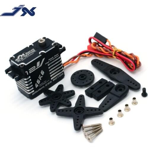 JX Servo BLS-12V7146 46KG12V HV Steel Gear Full CNC Aluminium Shell Digital Standard Servo Waterproof for RC Robot 1/5 Car Heli