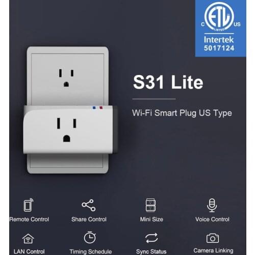 ITEAD Sonoff S31 Lite 15A Smart Wifi Socket US Version Plug Remote Control via eWeLink Support Google Home Alexa IFTTT